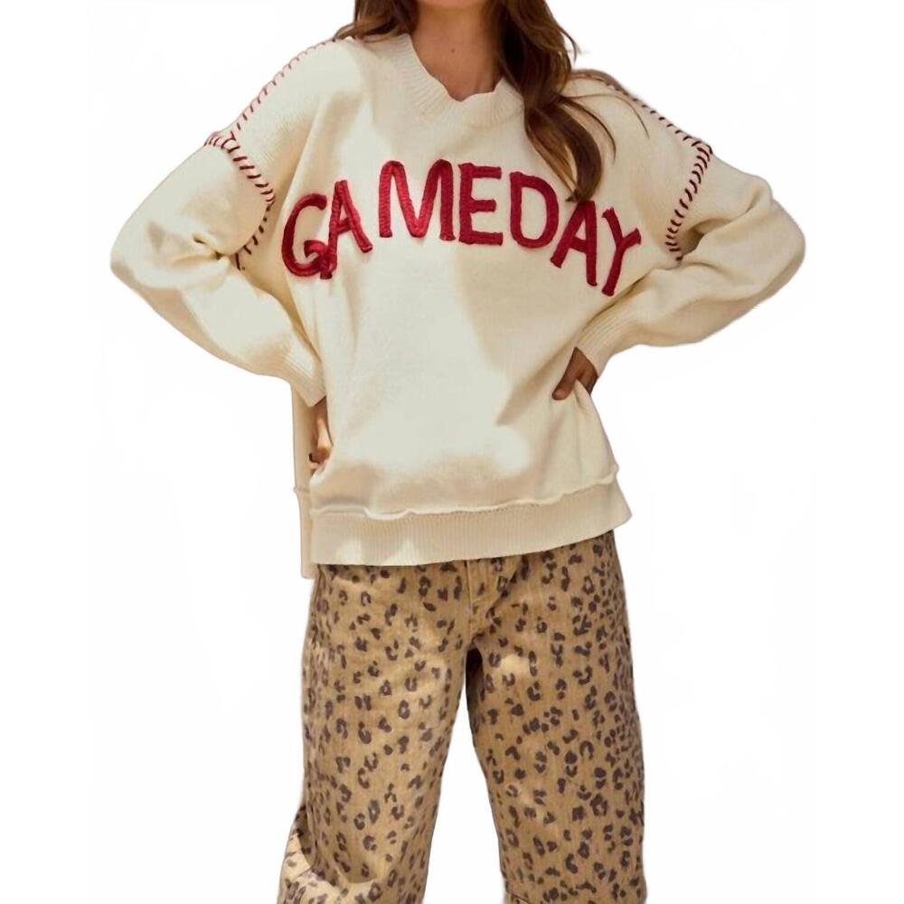 NEW LOVLOV game day crewneck sweater in cream